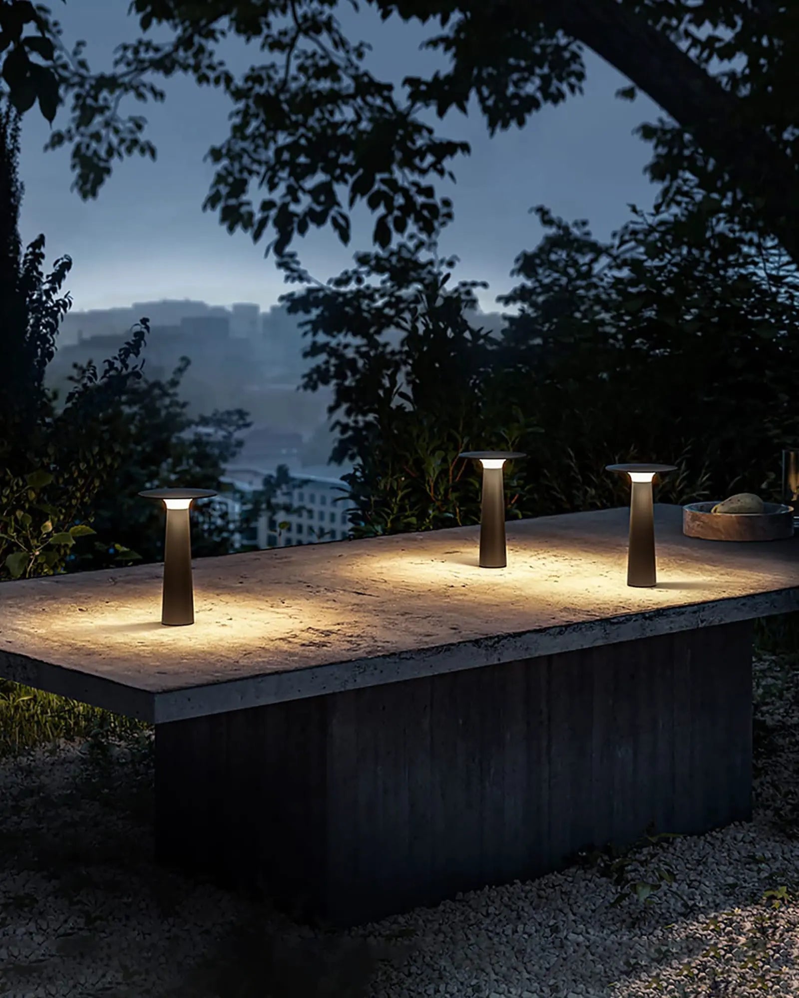 Lix outdoor modern portable table lamp on deck