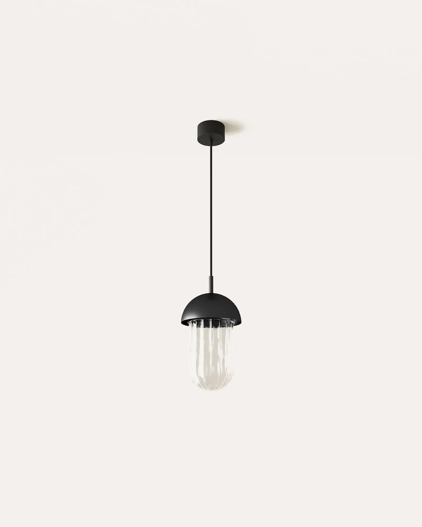 Lota contemporary Pendant light with metal dome and ribbed glass product photo