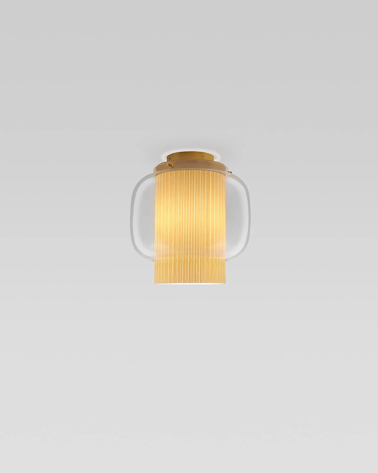 Manila Ceiling Light in gold with beige fabric large