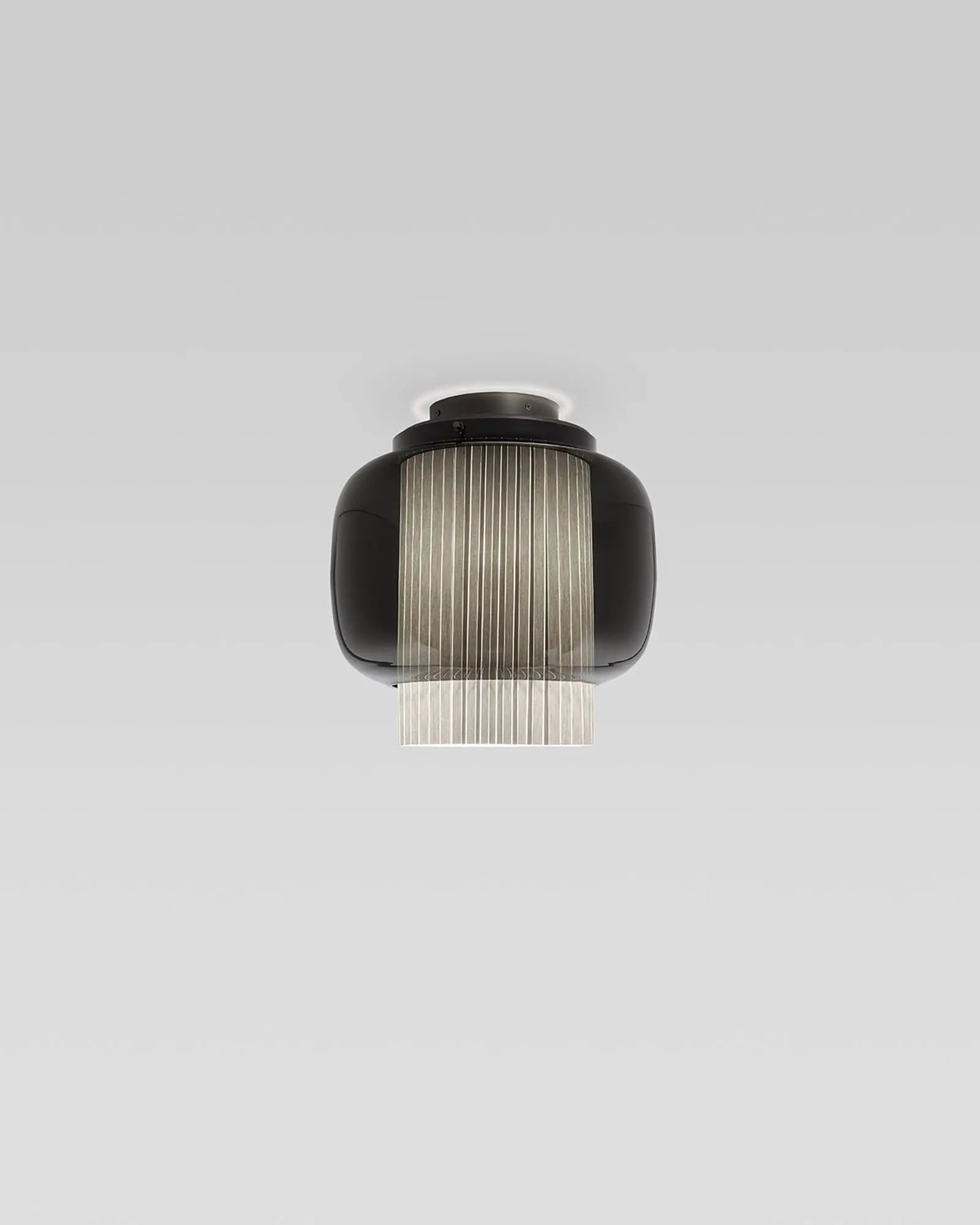 Manila Ceiling Light in graphite with grey fabric large