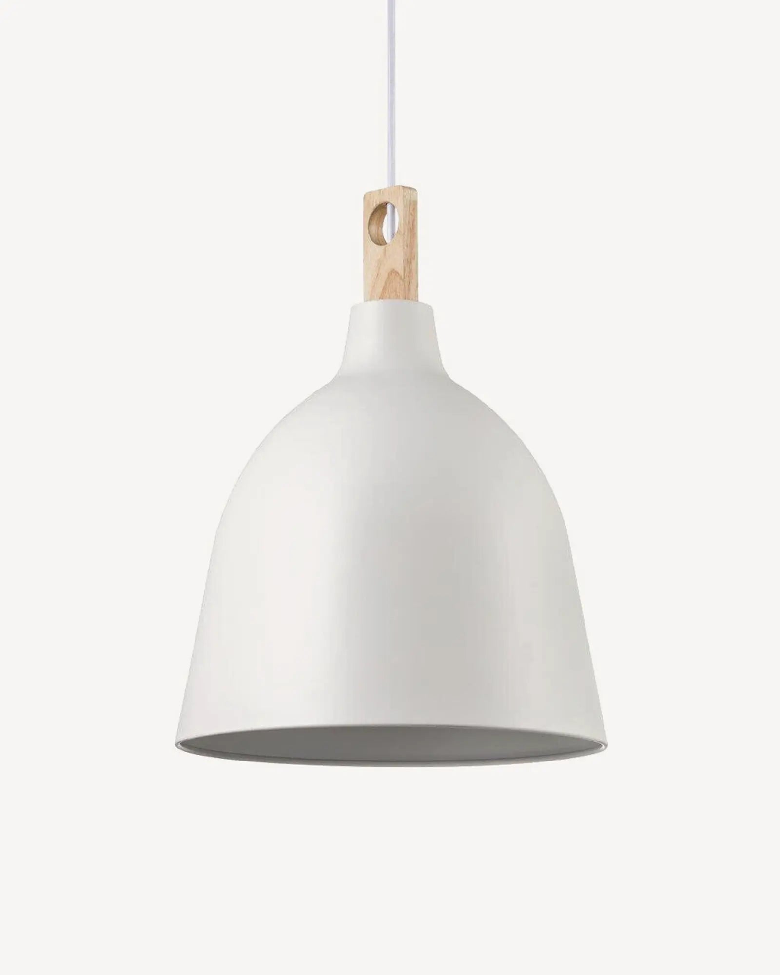 Moku Scandinavian contemporary timber and metal pendant light white