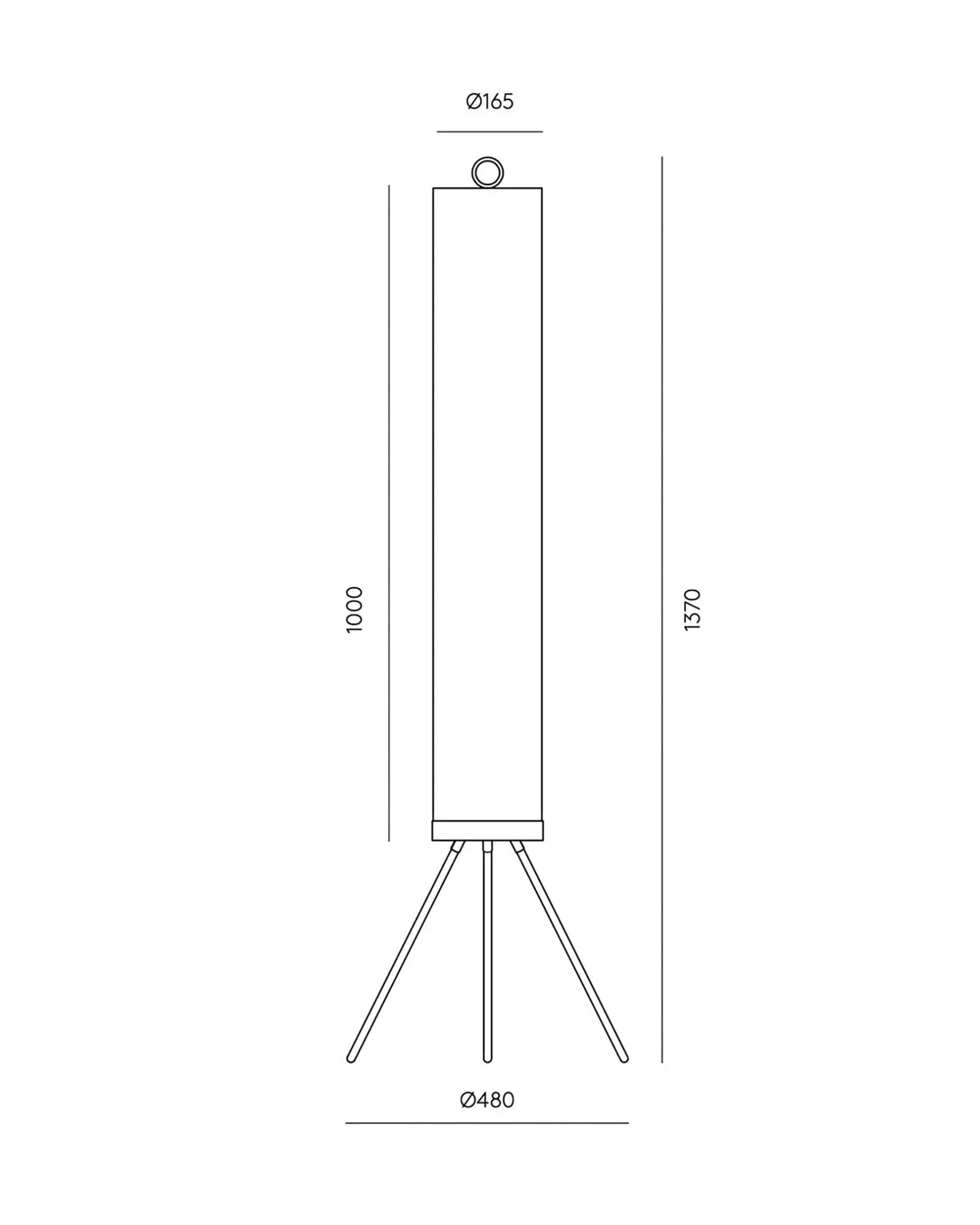 Nooi Floor lamp minimalistic cylinder with tripod base sizes