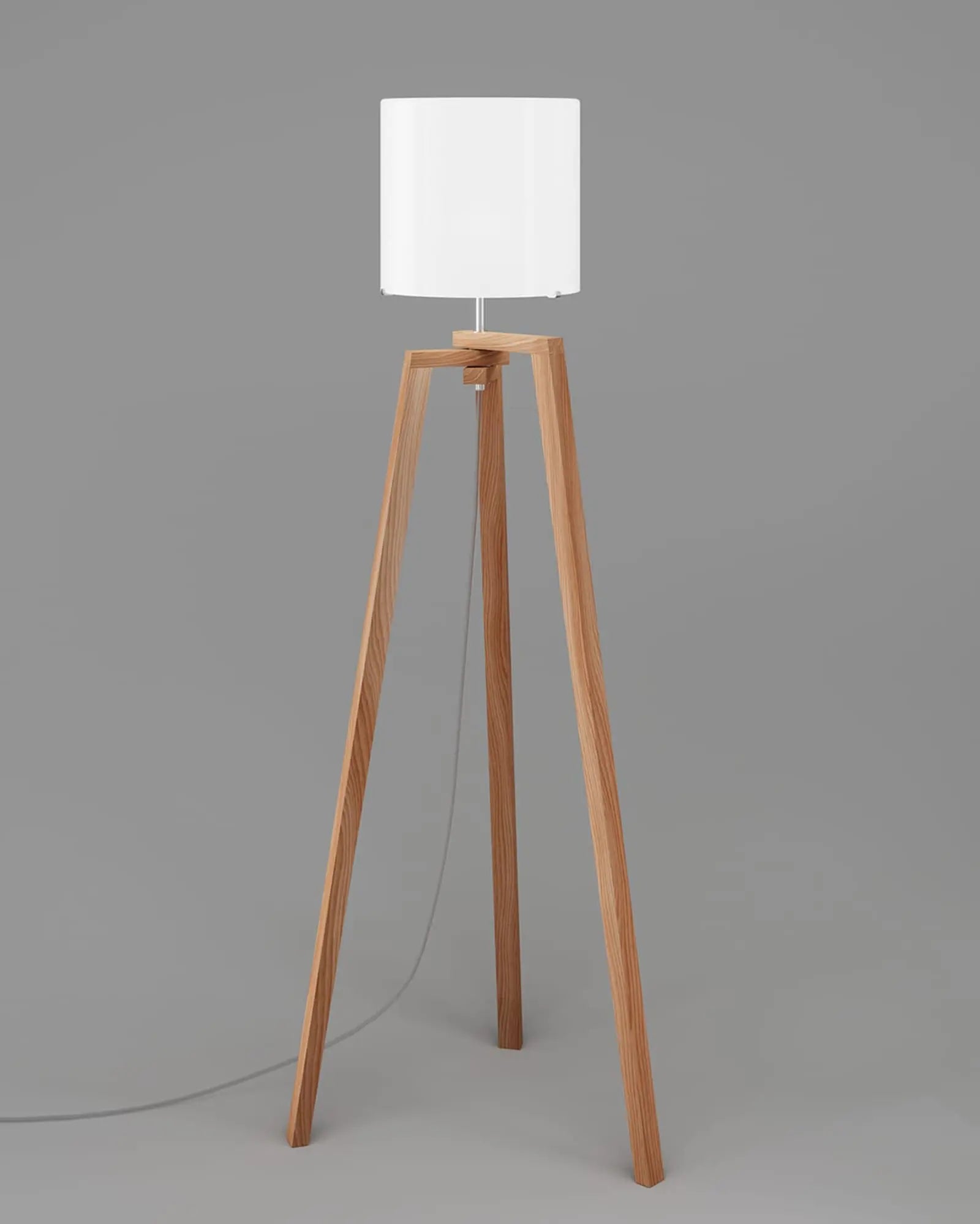 Trepai timber and white glass contemporary floor lamp
