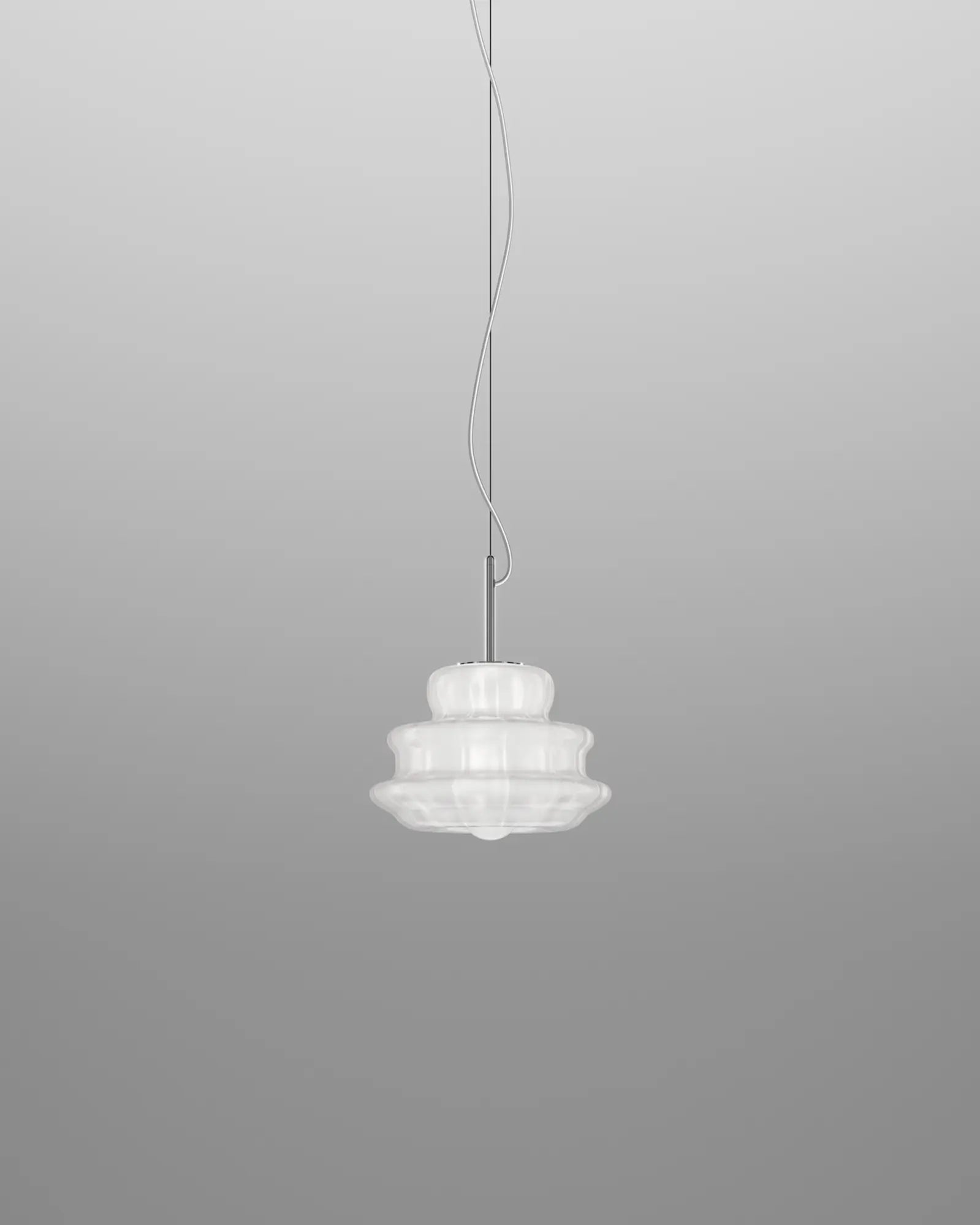 Novecento classic blown Murano glass pendant small white
