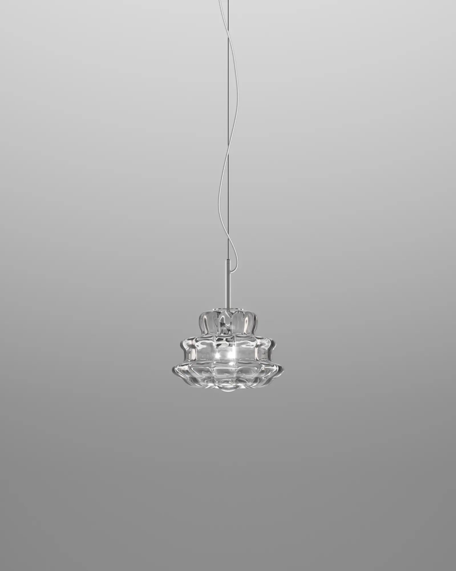 Novecento classic blown Murano glass pendant small crystal