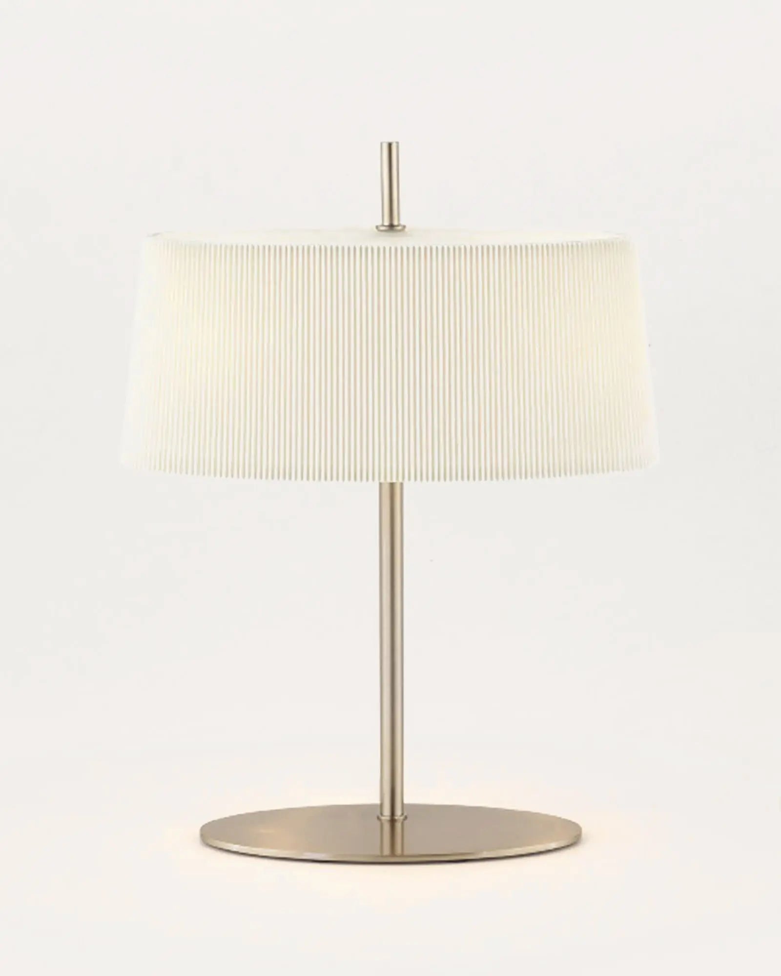 Ona contemporary table lamp with fabric shade and metal body white fabric