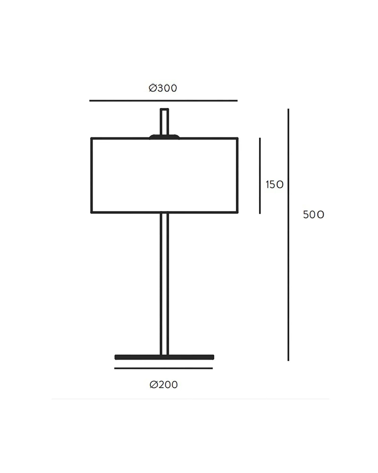 Ona contemporary table lamp with fabric shade and metal body sizes