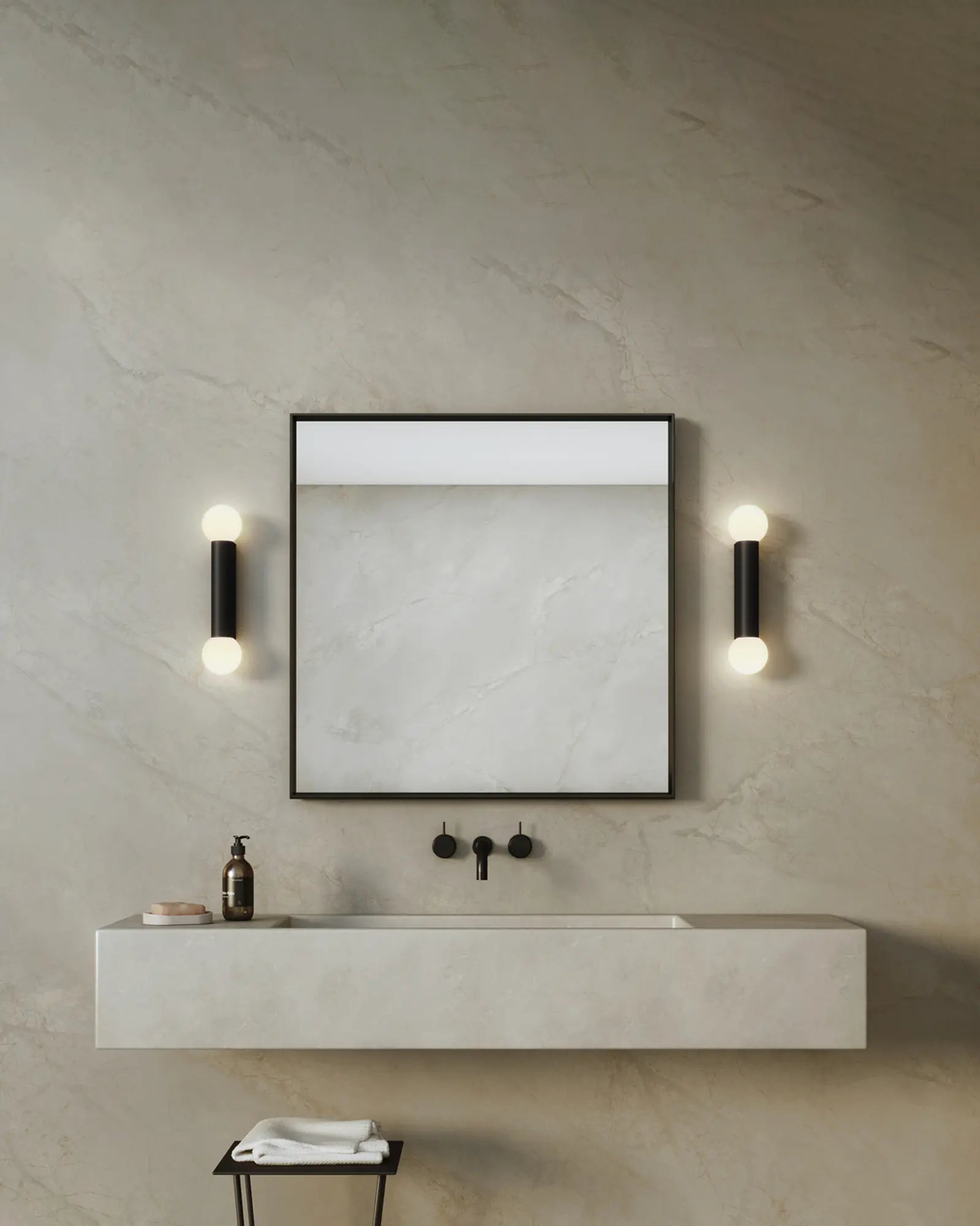 Ortona Twin wall light in a bathroom mirror sides
