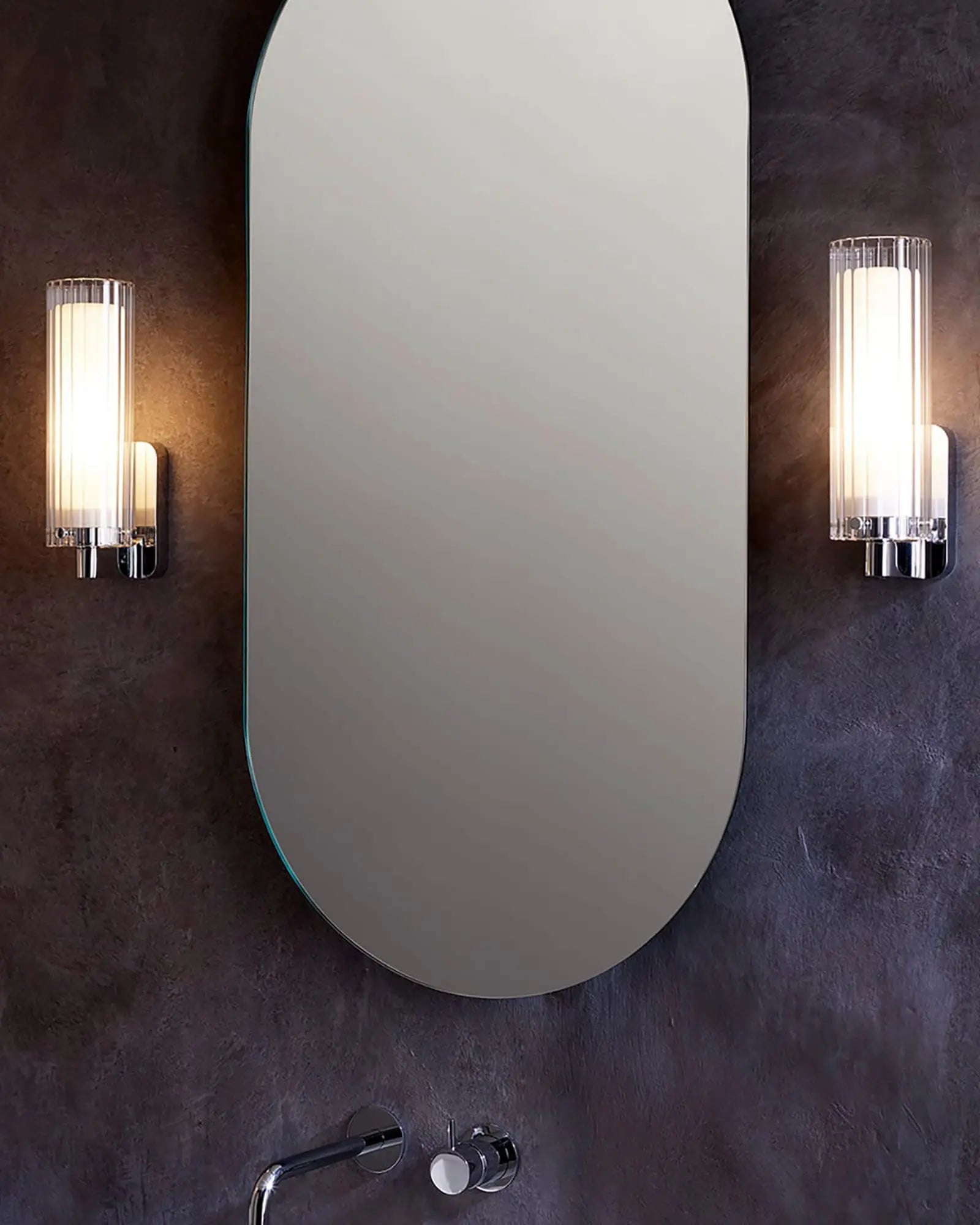 Ottavino ribbed glass and chrome bathroom wall light mirror's sides