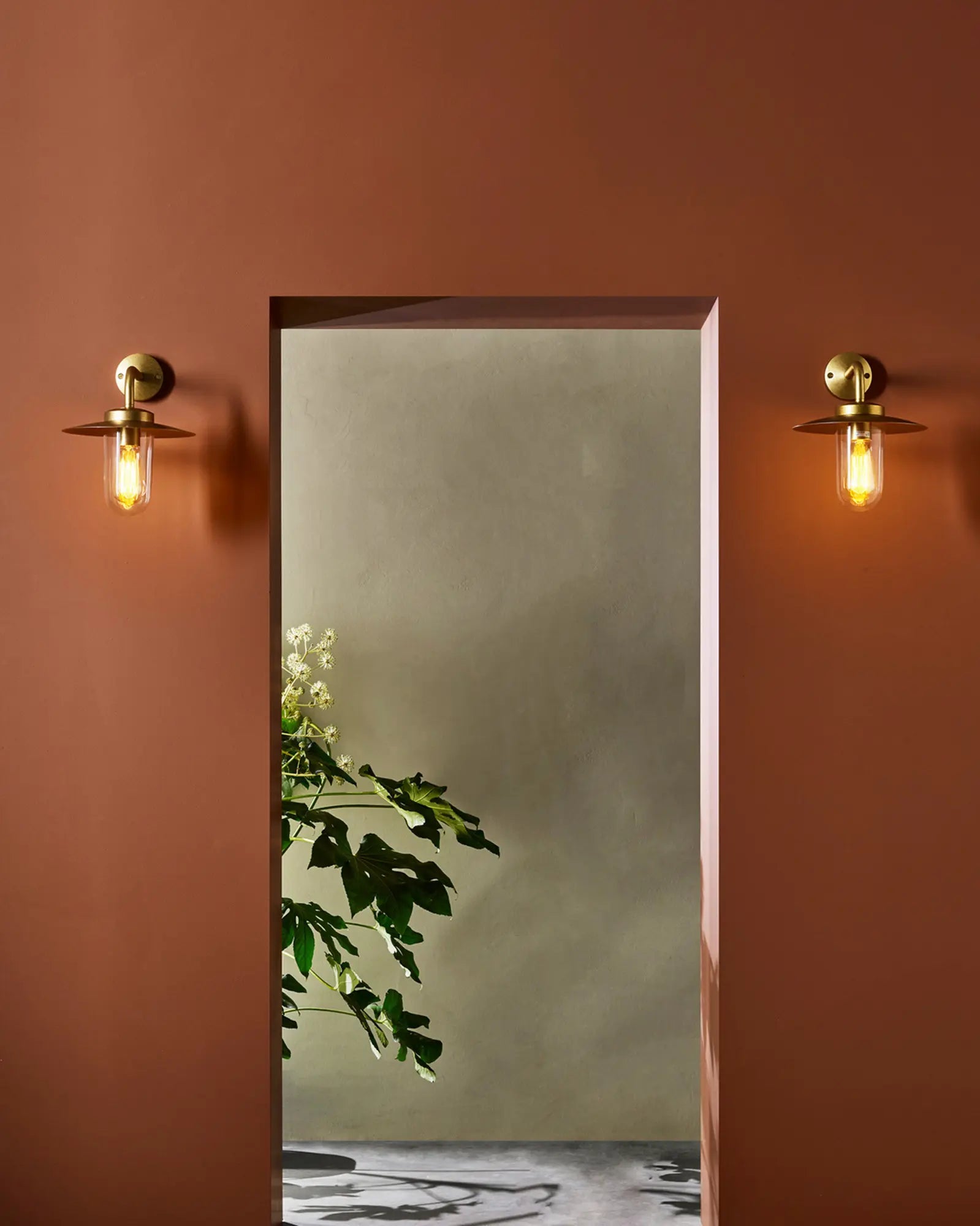 Portree Wall Light Outdoor lantern style coastal brass  wall light by the entrance