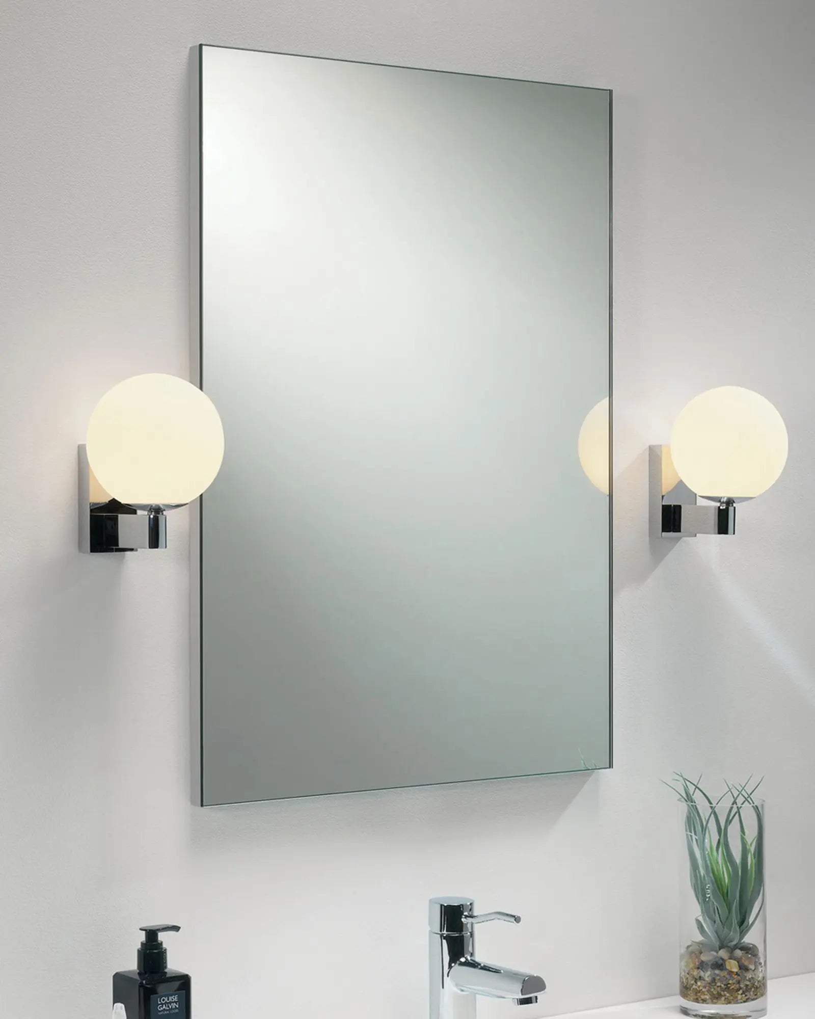 Sagara opal orb glass bathroom wall light on mirror's sides