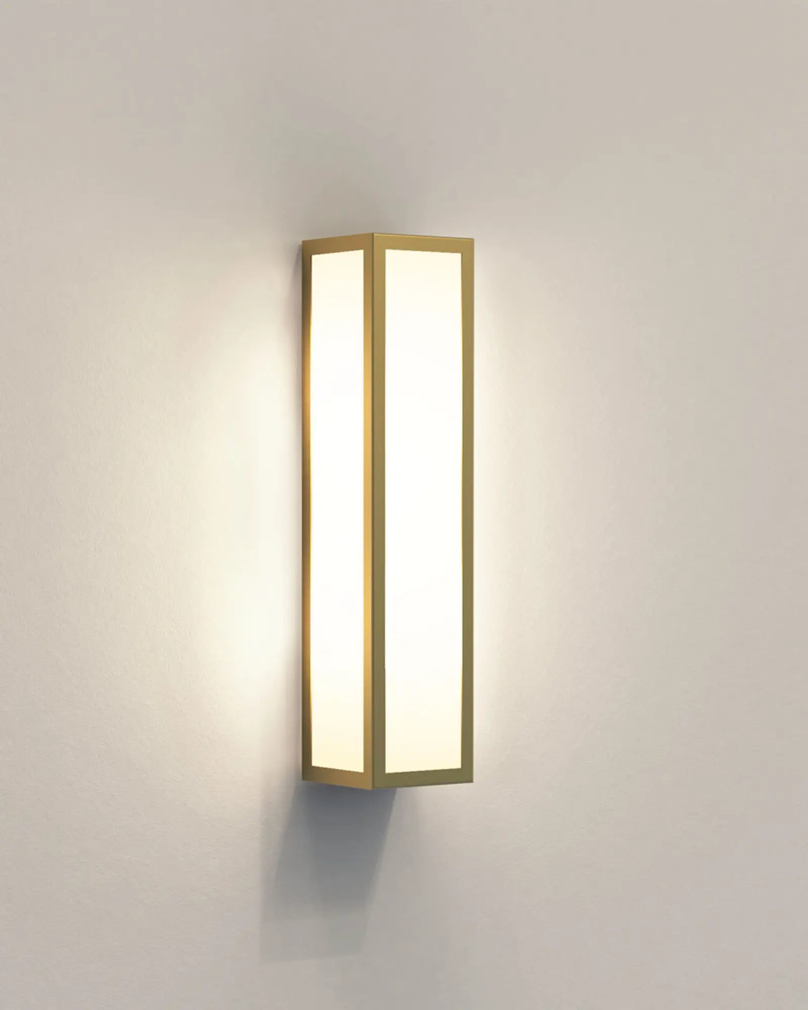 Salerno metal and opal glass rectangular contemporary wall light brass