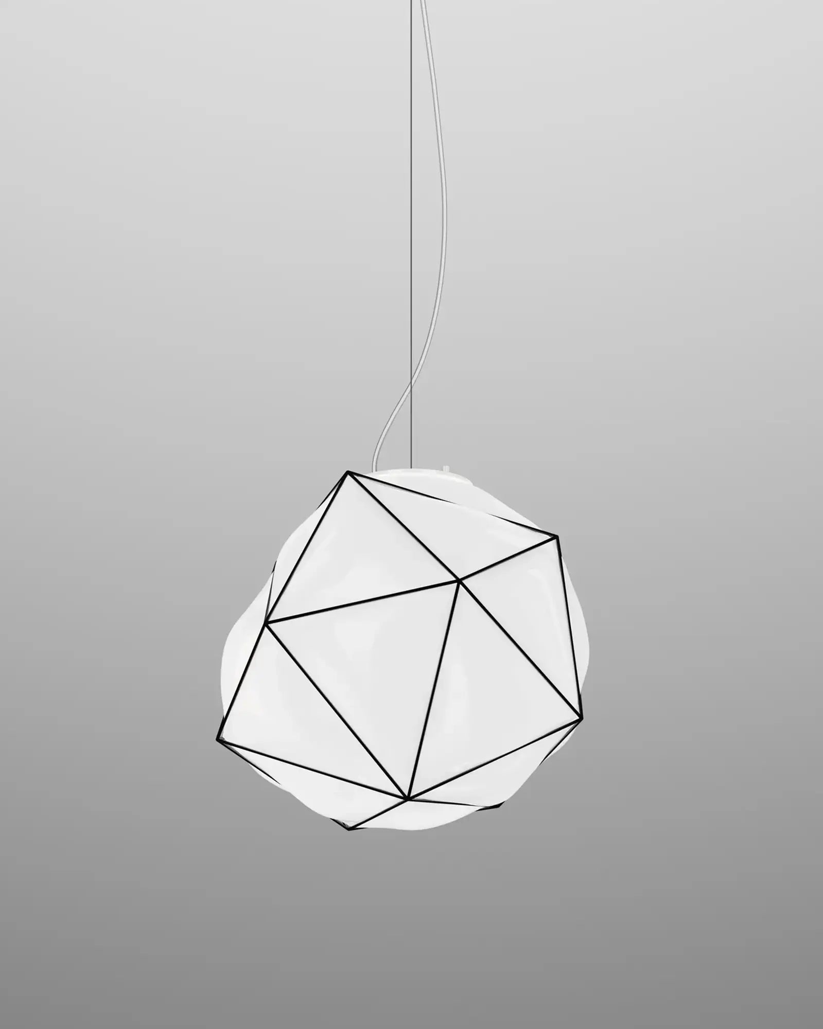 Semai blown Murano glass pendant light in a metal cage structure