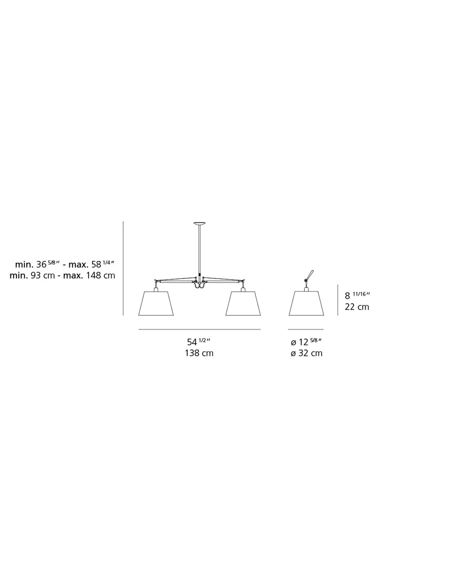 Tolomeo Basculante iconic Italian designer pendant light sizes