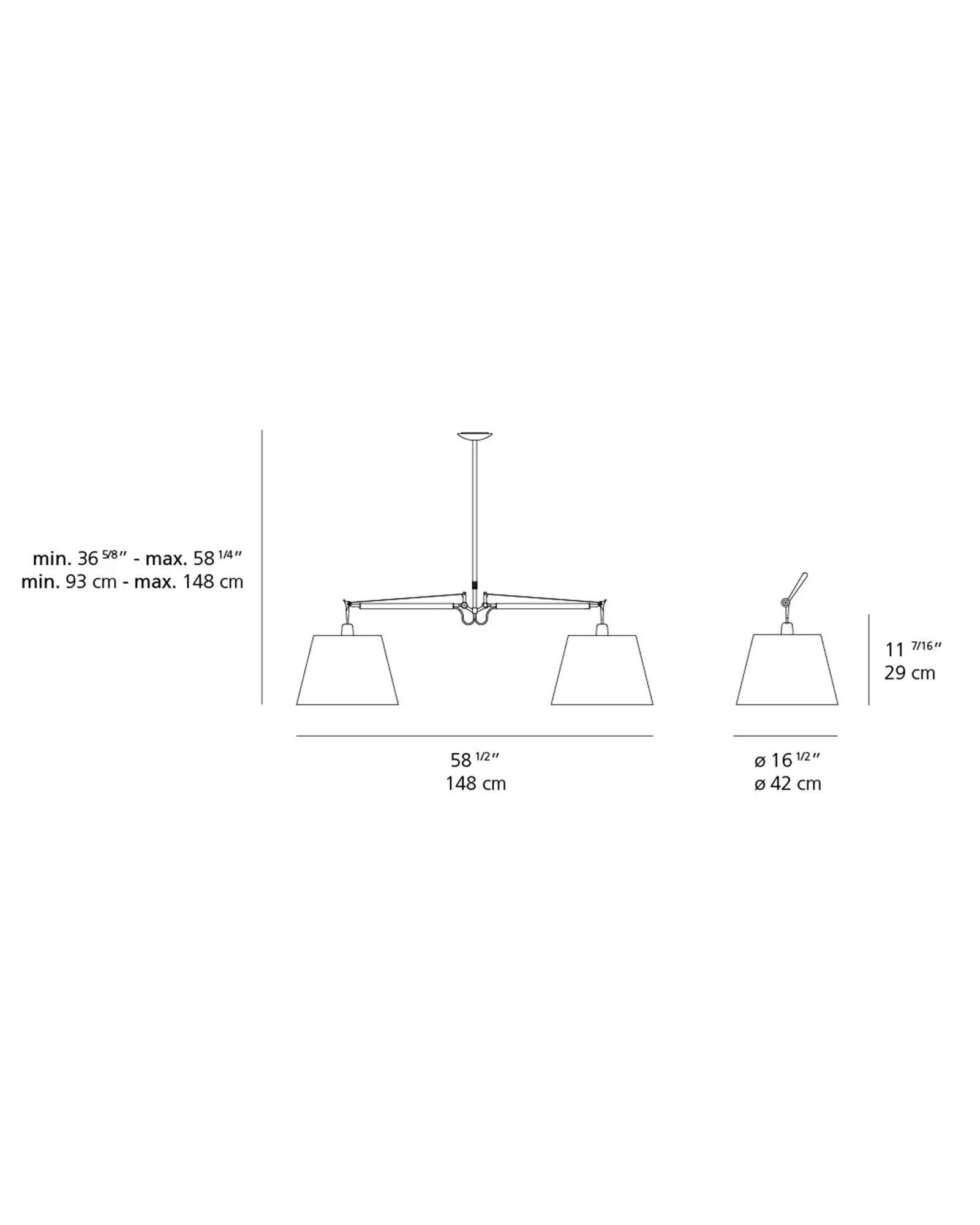 Tolomeo Basculante iconic Italian designer pendant light sizes