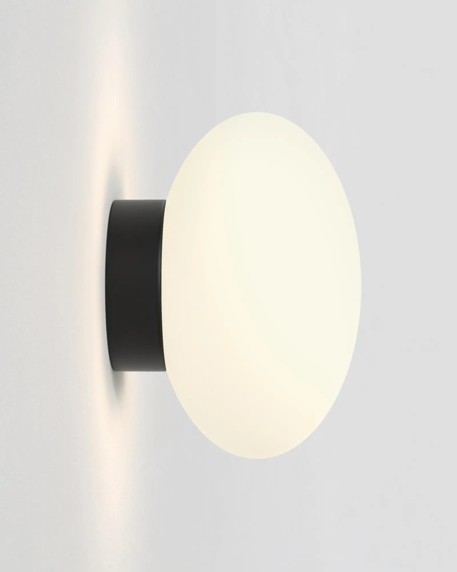 Zeppo orb opal glass bathroom wall light side view